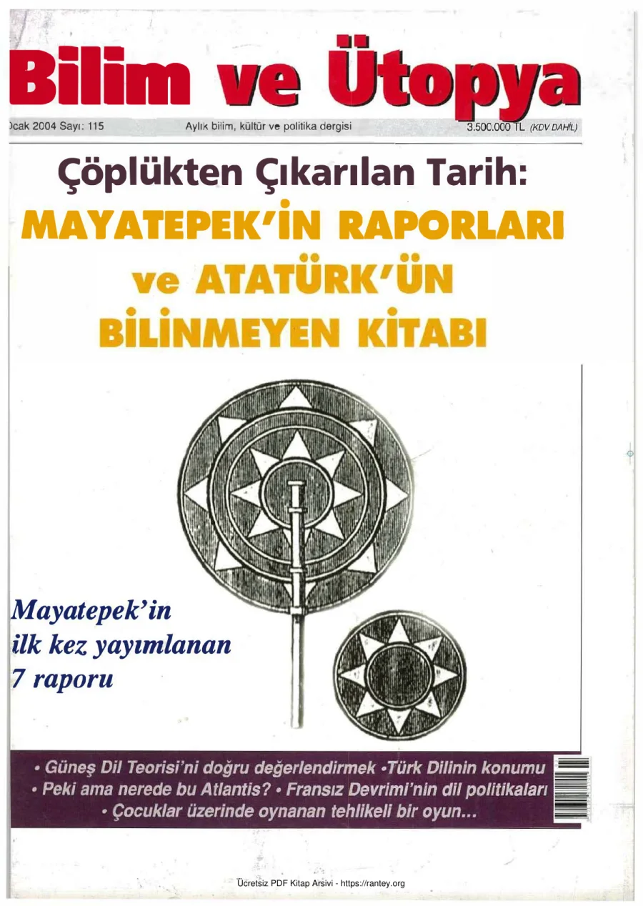 Bilim ve Ütopya Sayı 115 Ocak 2004 kapak görseli