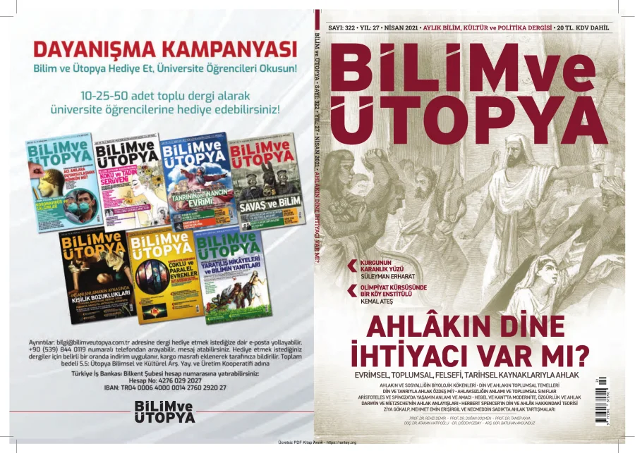 Bilim ve Ütopya Sayı 322 Nisan 2021 kapak görseli