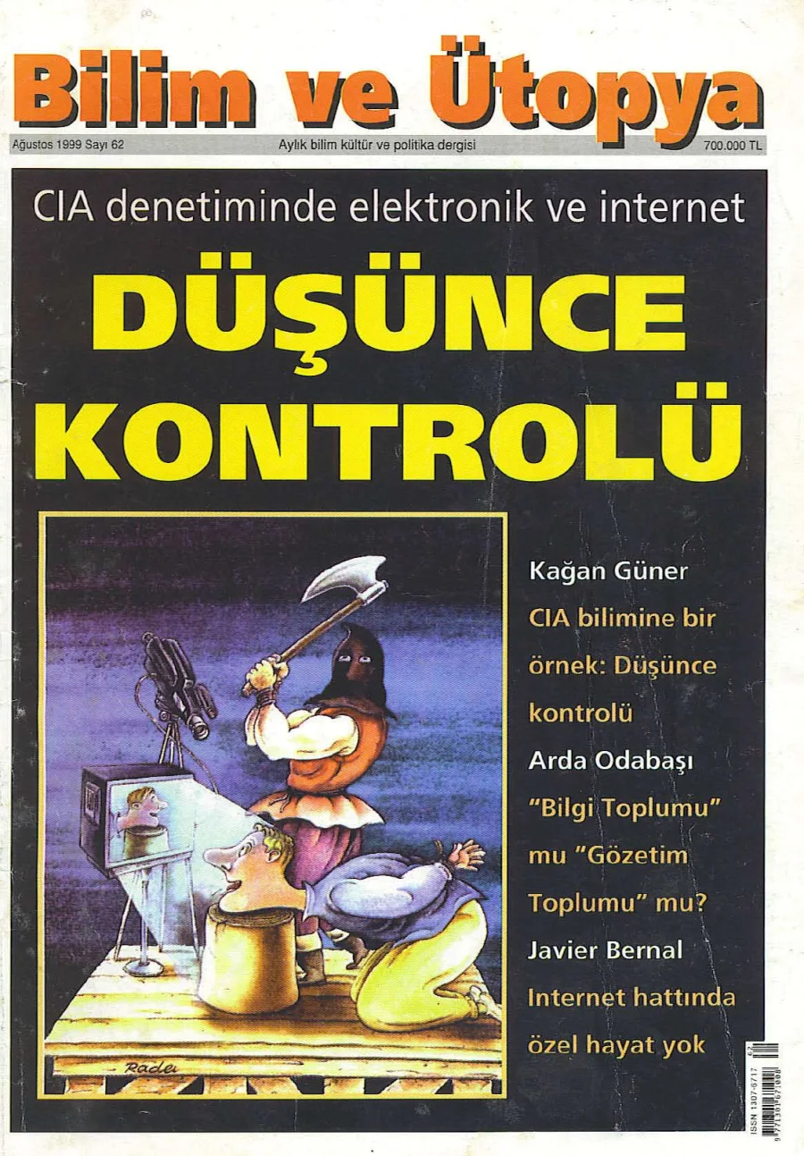 Bilim ve Ütopya Sayı 62 Ağustos 1999 kapak görseli