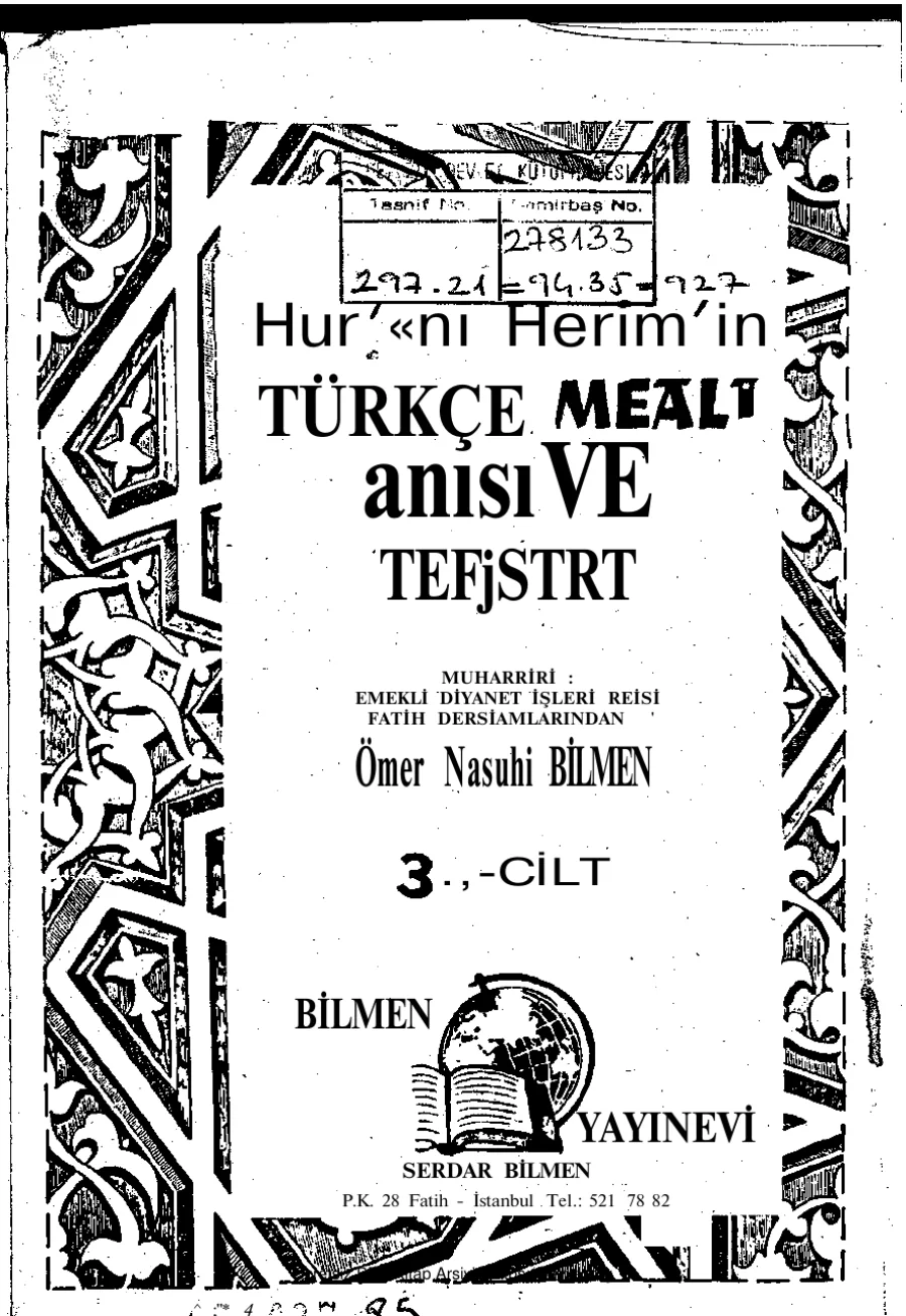 Bilmen Kuranin Meal Alisi ve Tefsiri3 8 kapak görseli