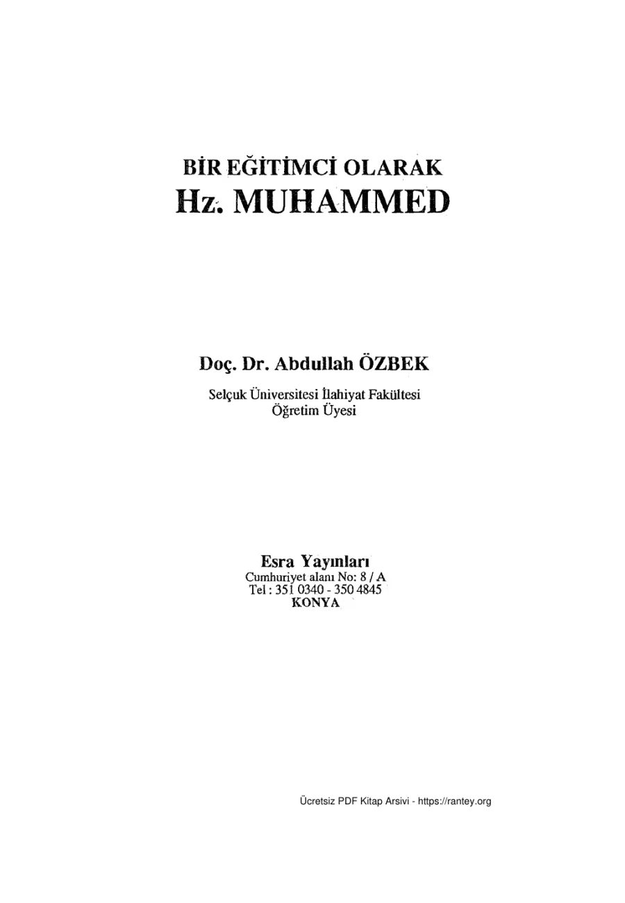 Bir Eğitimci Olarak Hz Muhammed kapak görseli