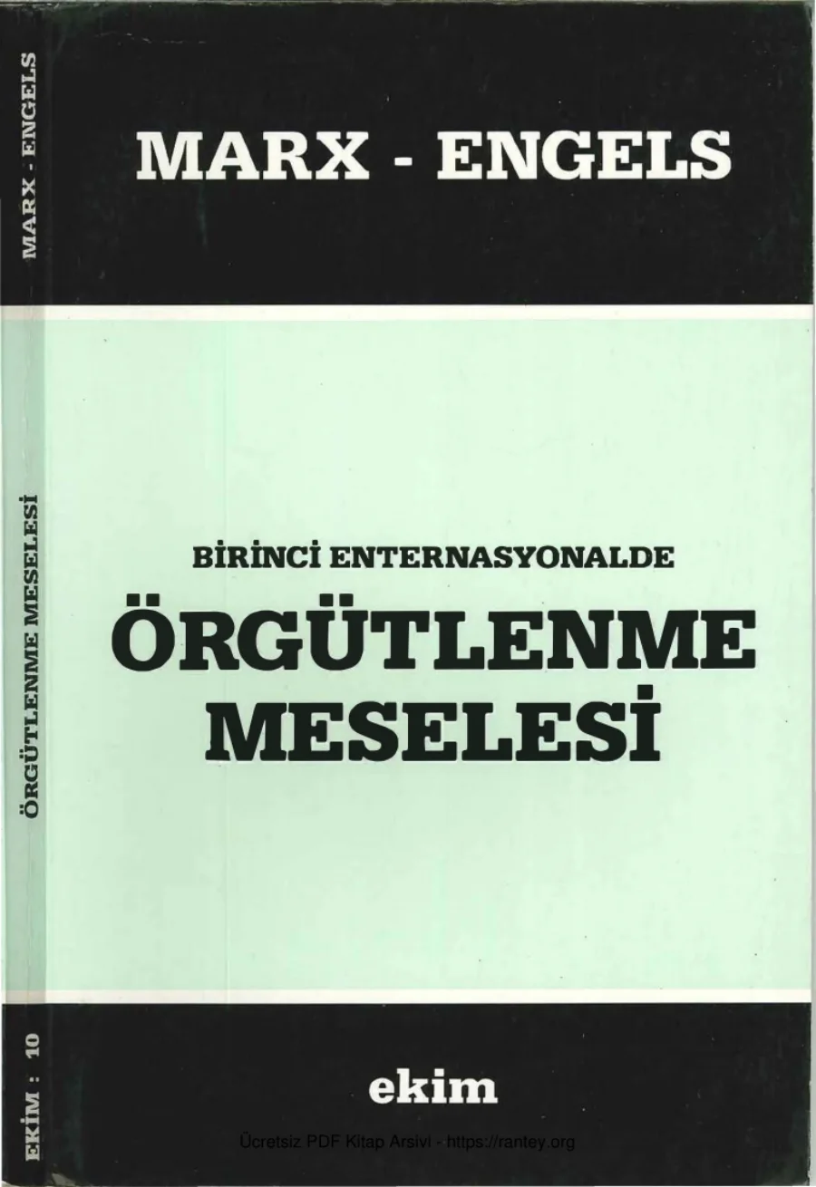 Birinci Enternasyonalde Örgütlenme Meselesi Ekim Yayınları kapak görseli