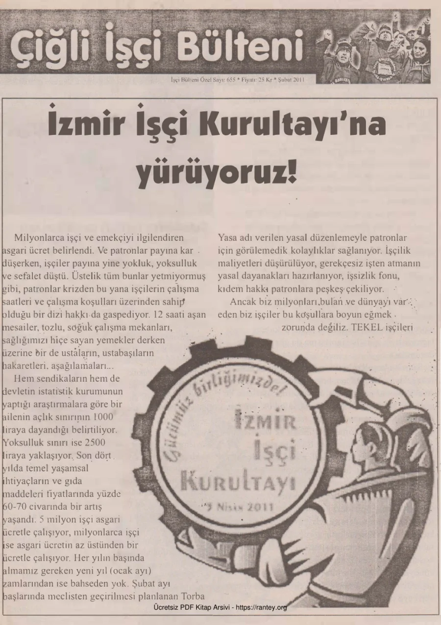 Bülteni İşçi Bülteni Özel Sayı 655 Şubat 2011 kapak görseli