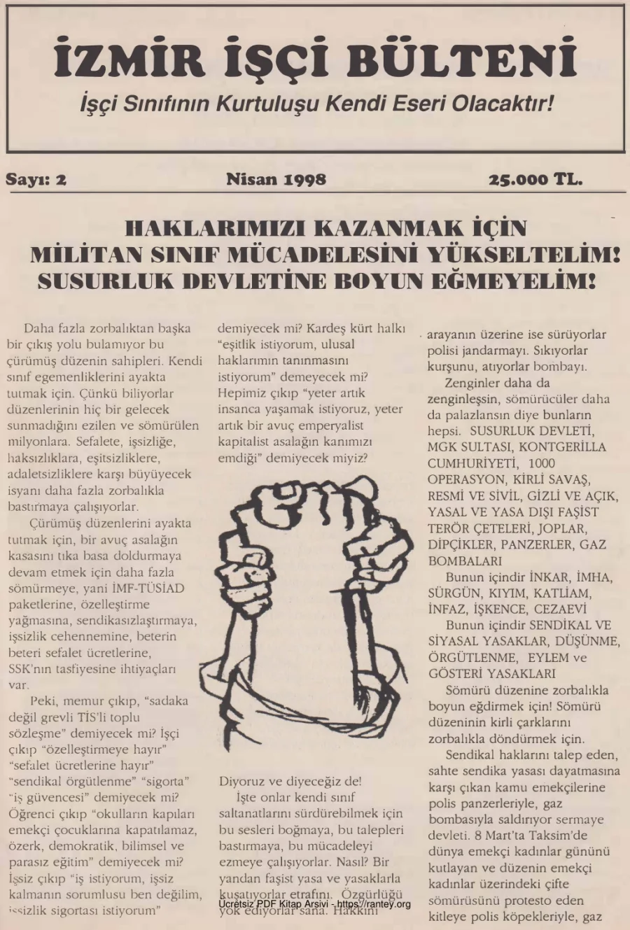 Bülteni Sayı 2 Nisan 1998 kapak görseli