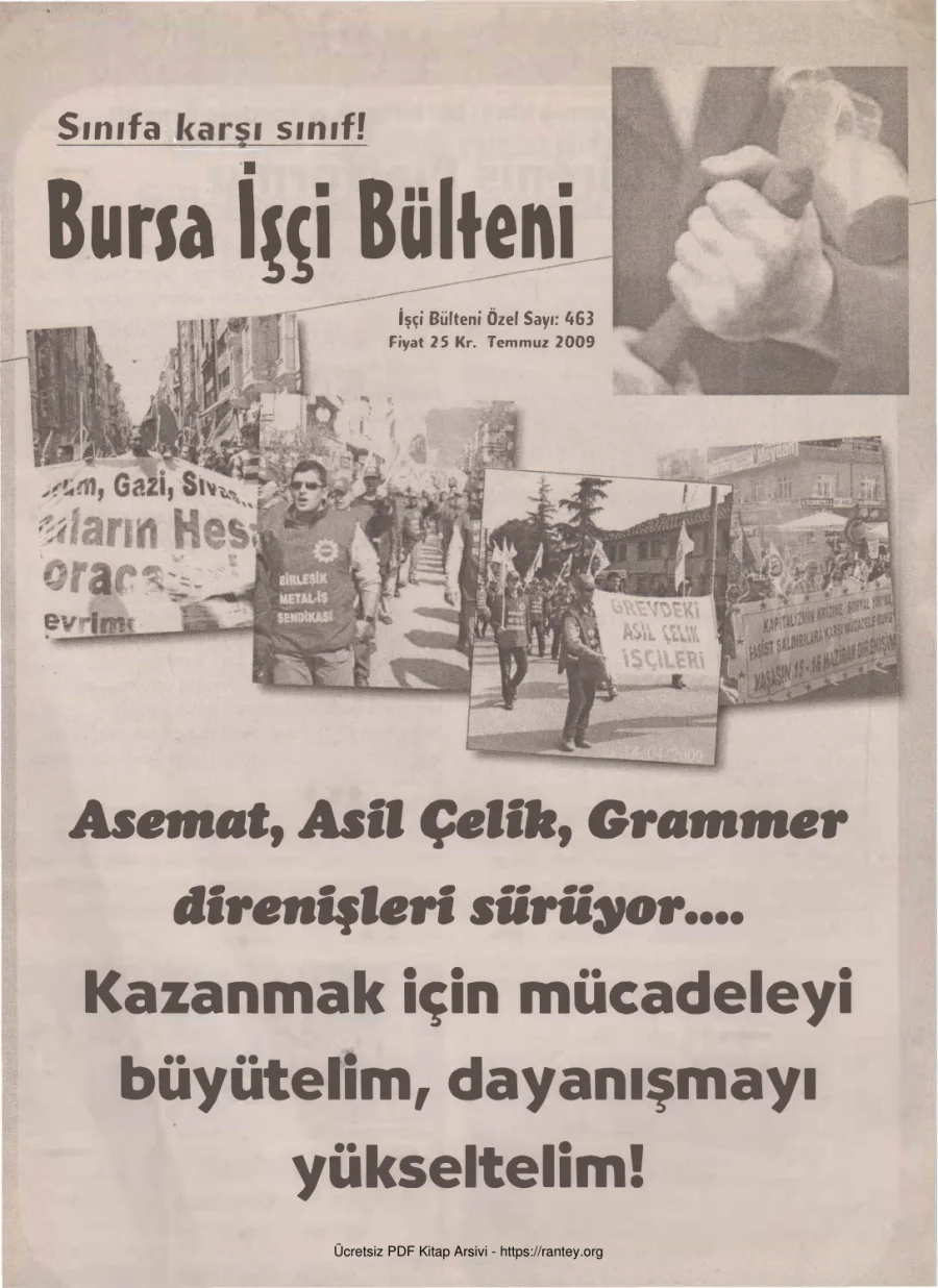 Bursa İşçi Bülteni İşçi Bülteni Özel Sayı 463 Temmuz 2009 kapak görseli