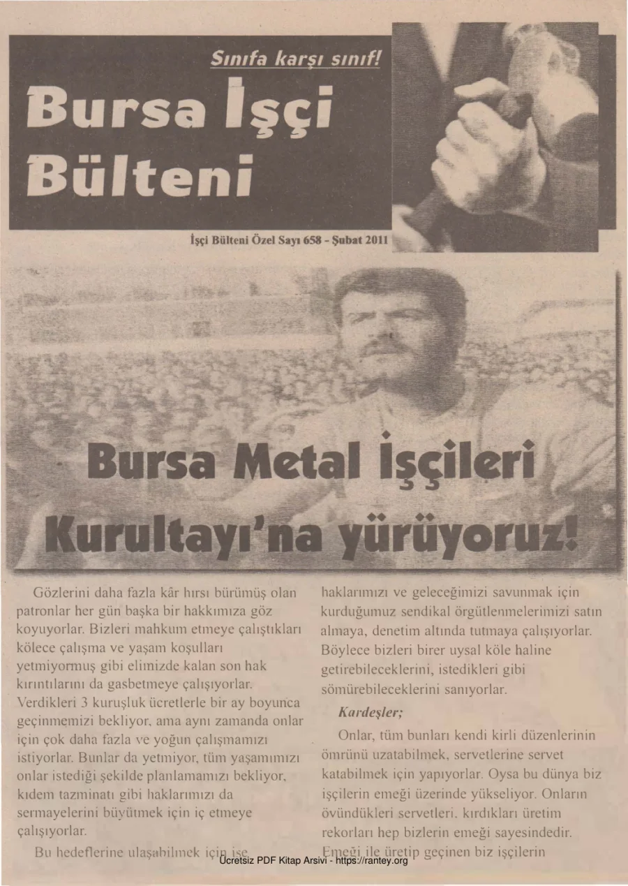 Bursa İşçi Bülteni İşçi Bülteni Özel Sayı 658 Şubat 2011 kapak görseli