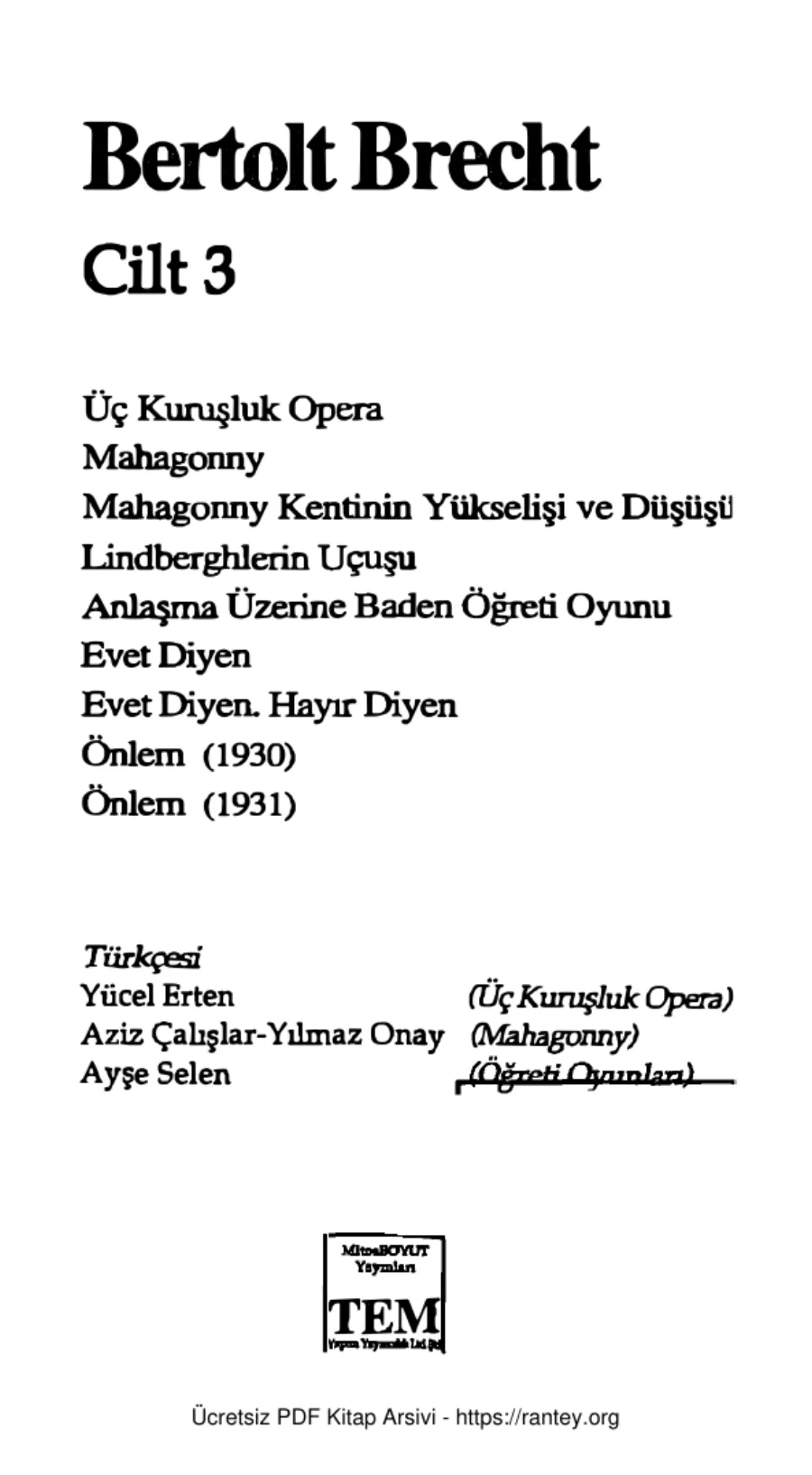 Bütün Oyunları Cilt 3 kapak görseli