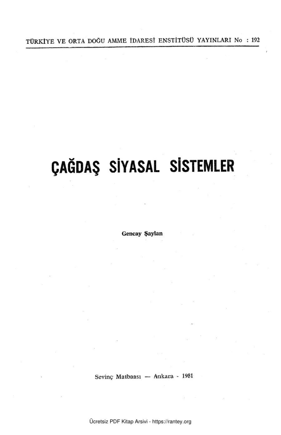 Çağdaş Siyasal Sistemler kapak görseli