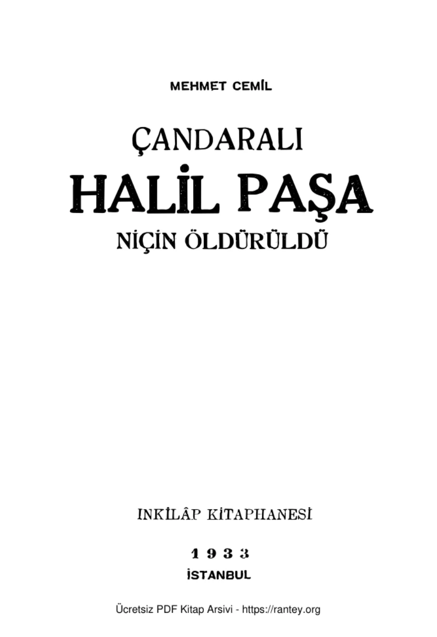 Çandarlı Halil Paşa Niçin Öldürüldü kapak görseli