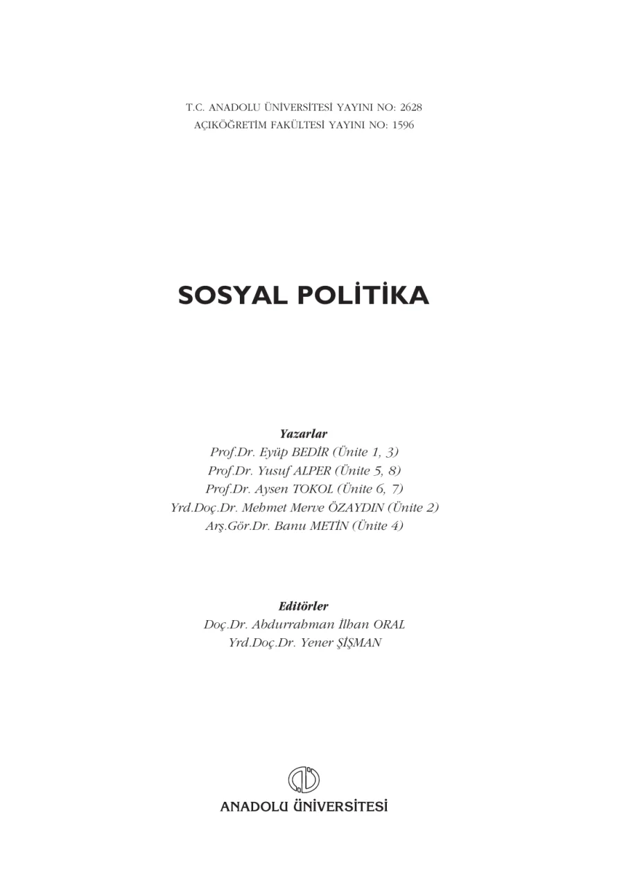 ÇEK101U Sosyal Politika kapak görseli