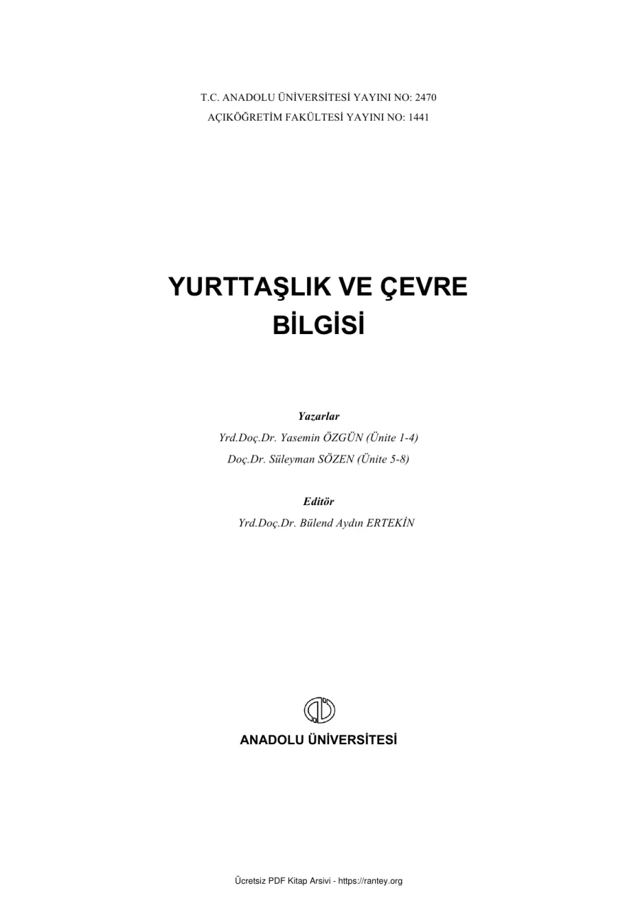 Çevre Bilgisi FEL203U kapak görseli
