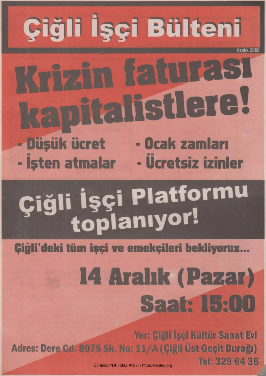 Çiğli İşçi Bülteni İşçi Bülteni Özel Sayı 371 Aralık 2008 kapak görseli