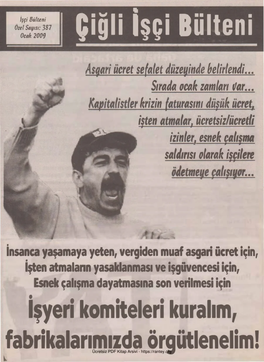 Çiğli İşçi Bülteni İşçi Bülteni Özel Sayı 387 Ocak 2009 kapak görseli