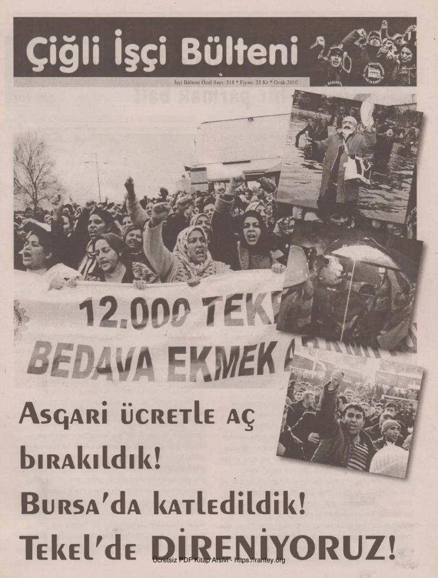 Çiğli İşçi Bülteni İşçi Bülteni Özel Sayı 518 Ocak 2010 kapak görseli