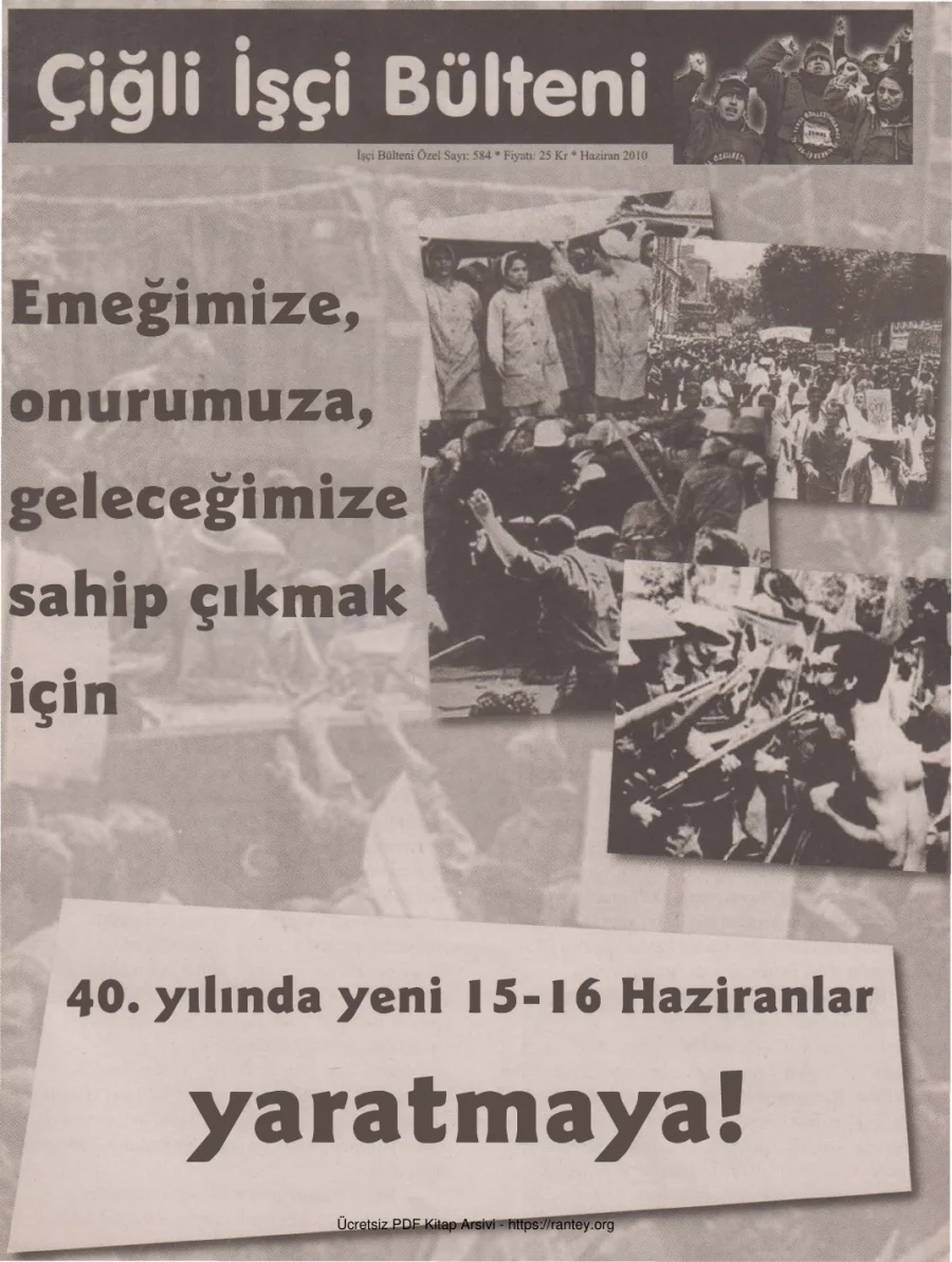 Çiğli İşçi Bülteni İşçi Bülteni Özel Sayı 584 Haziran 2010 kapak görseli