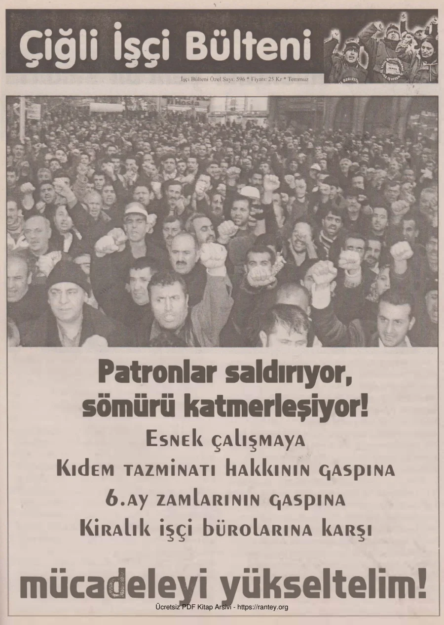 Çiğli İşçi Bülteni İşçi Bülteni Özel Sayı 596 Temmuz 2010 kapak görseli