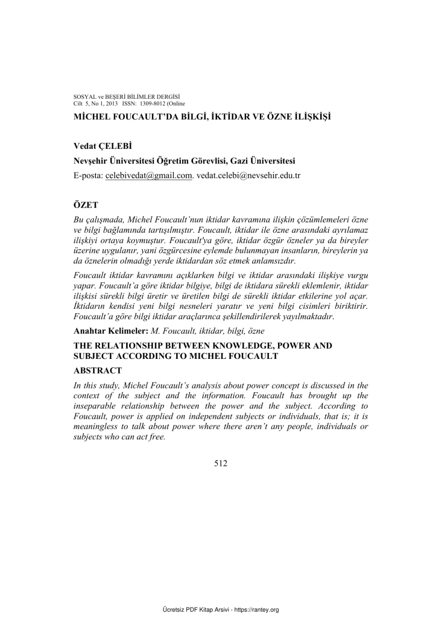 da Bilgi İktidar ve Özne İlişkisi kapak görseli