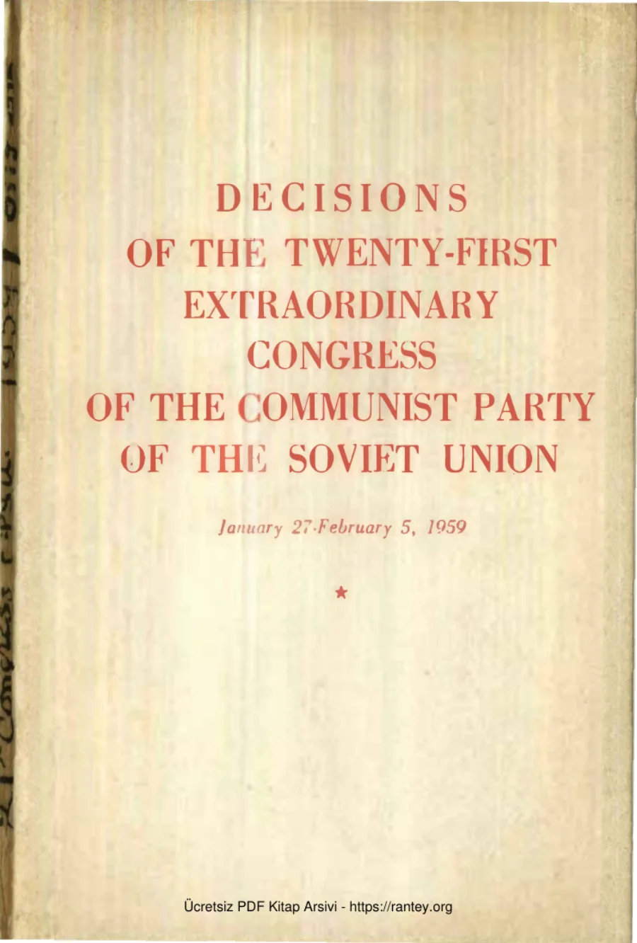 Decısıons Of The Twenty Fırst Extraordınary Congress kapak görseli