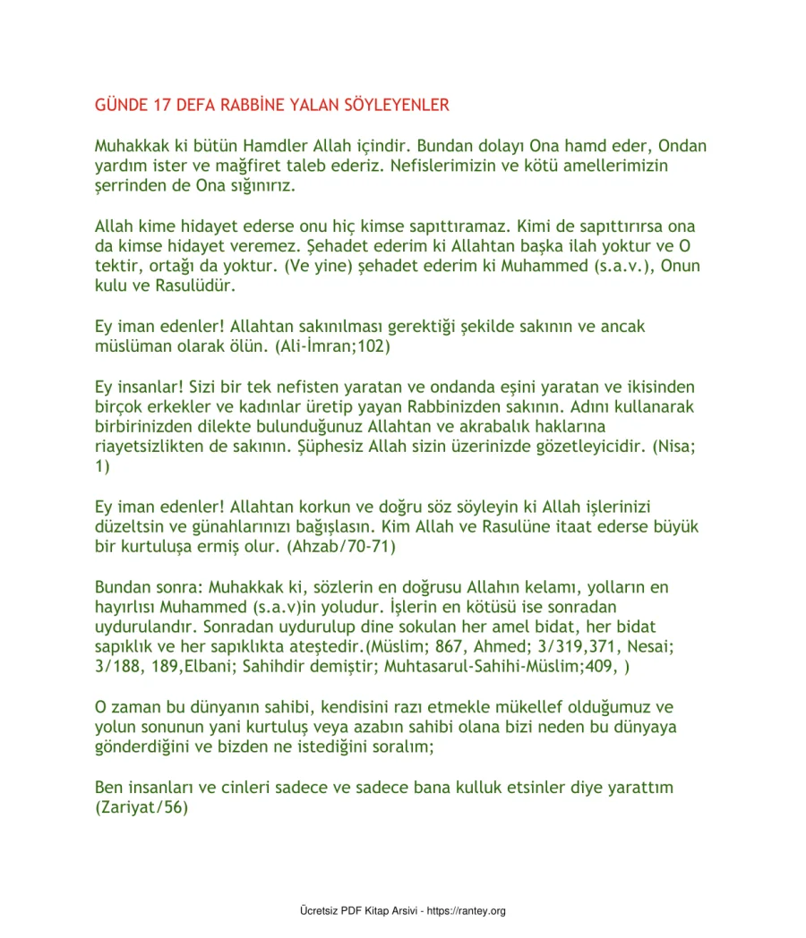 DEFA RABBİNE YALAN SÖYLEYENLER Ebu Abdulmumin Tekin Mıhçı kapak görseli