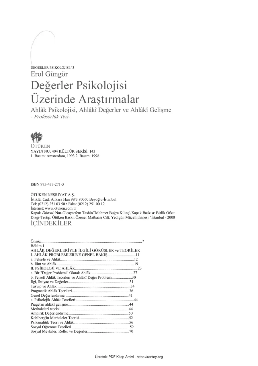Degerler Psikolojisi kapak görseli