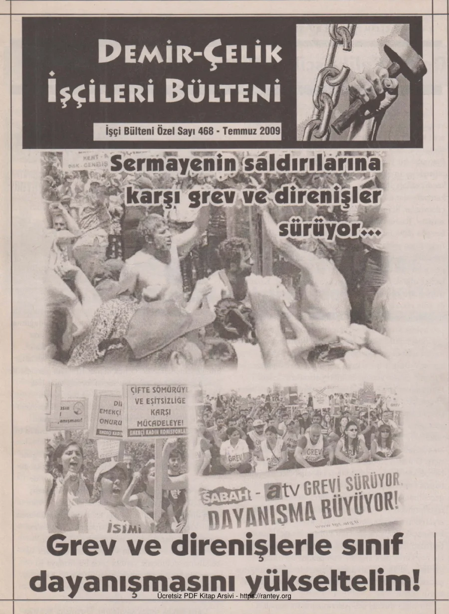 Demir Çelik İşçileri Bülteni İşçi Bülteni Özel Sayı 468 Temmuz 2009 kapak görseli