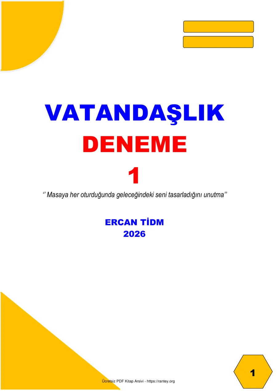 Deneme 1 2026 Ercan TIDIM kapak görseli