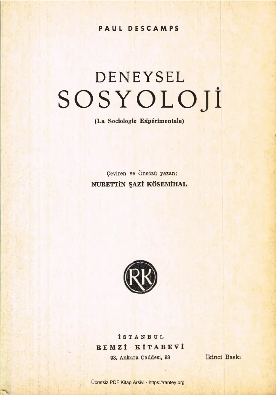 Deneysel Sosyoloji kapak görseli