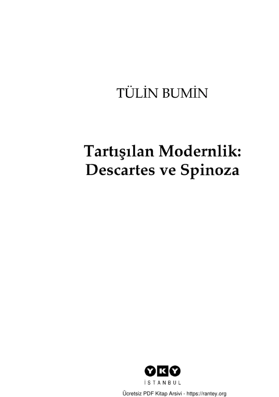 Descartes ve Spinoza Tülin Bumin 2010 kapak görseli