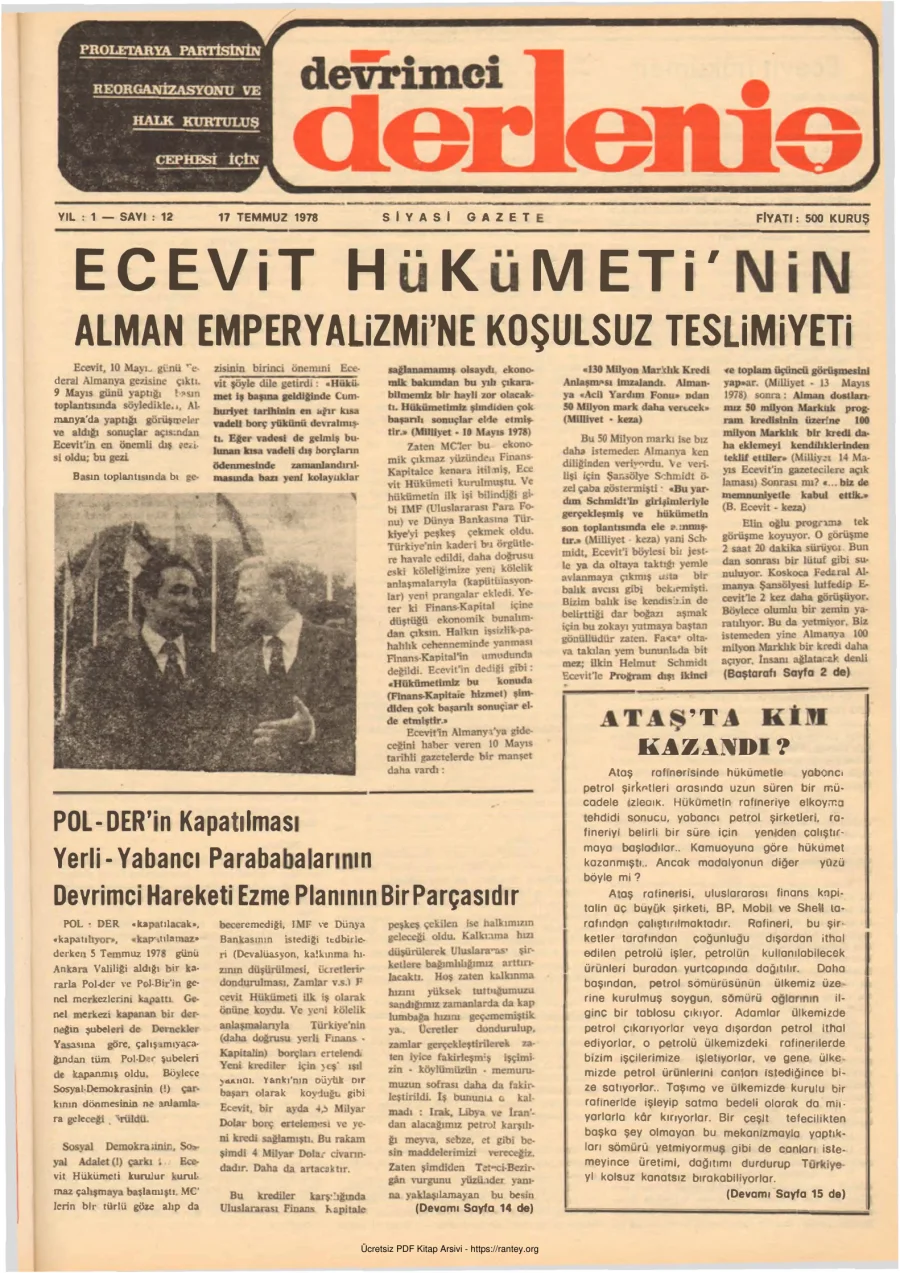 Devrimci Derleniş Sayı 12 kapak görseli