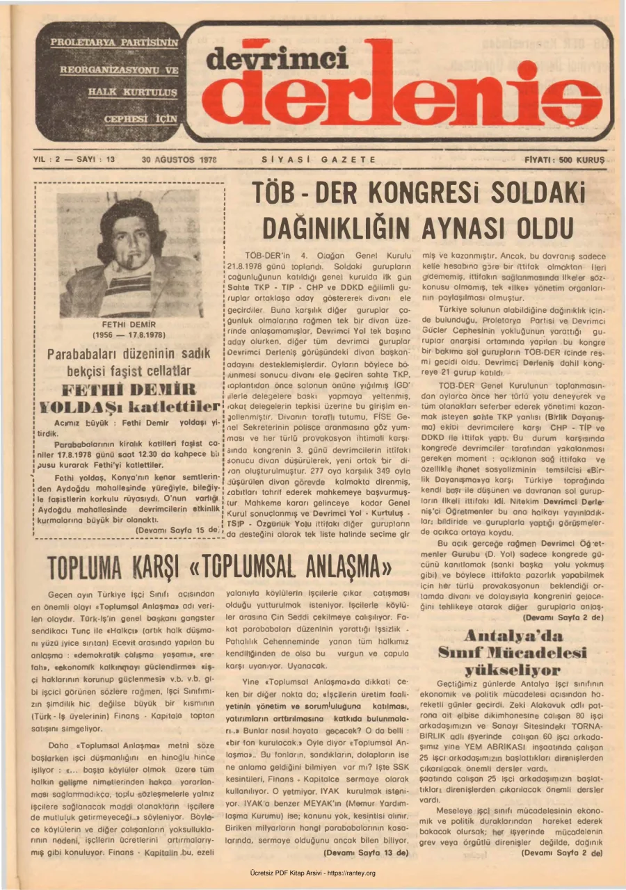 Devrimci Derleniş Sayı 13 kapak görseli
