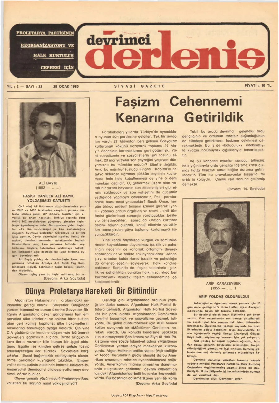 Devrimci Derleniş Sayı 22 kapak görseli