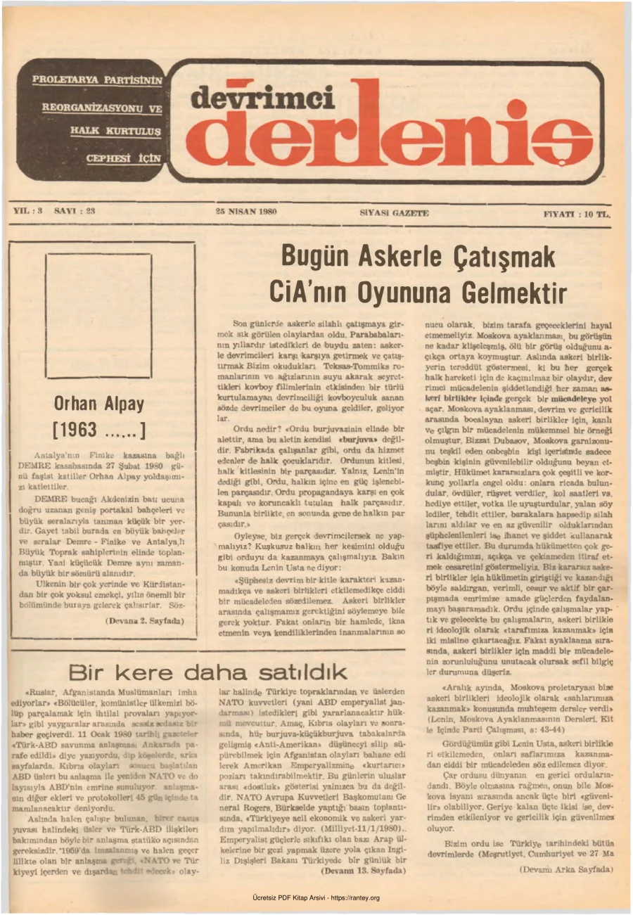 Devrimci Derleniş Sayı 23 kapak görseli
