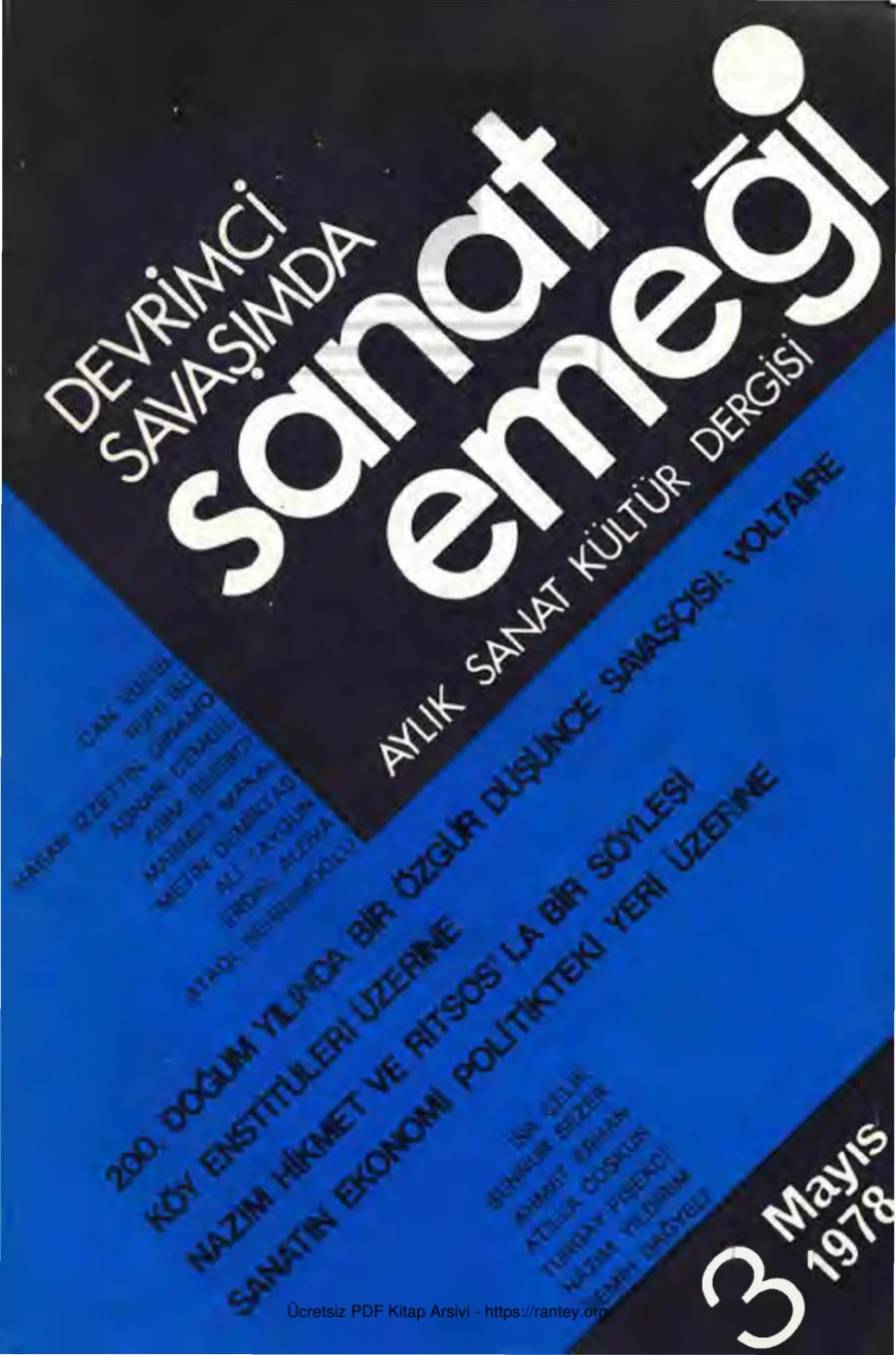 Devrimci Savaşımda Sanat Emeği Aylık Sanat Kültür Dergisi Sayı 03 Mayıs 1978 kapak görseli