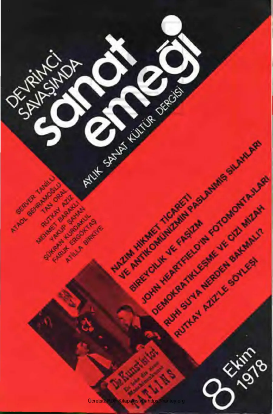Devrimci Savaşımda Sanat Emeği Aylık Sanat Kültür Dergisi Sayı 08 Ekim 1978 kapak görseli
