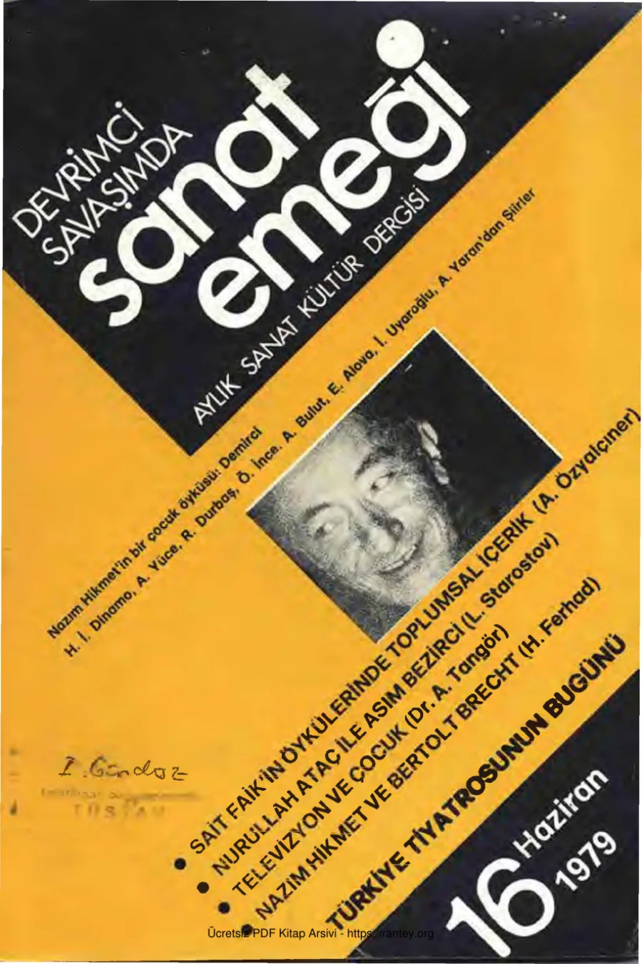 Devrimci Savaşımda Sanat Emeği Aylık Sanat Kültür Dergisi Sayı 16 Haziran 1979 kapak görseli