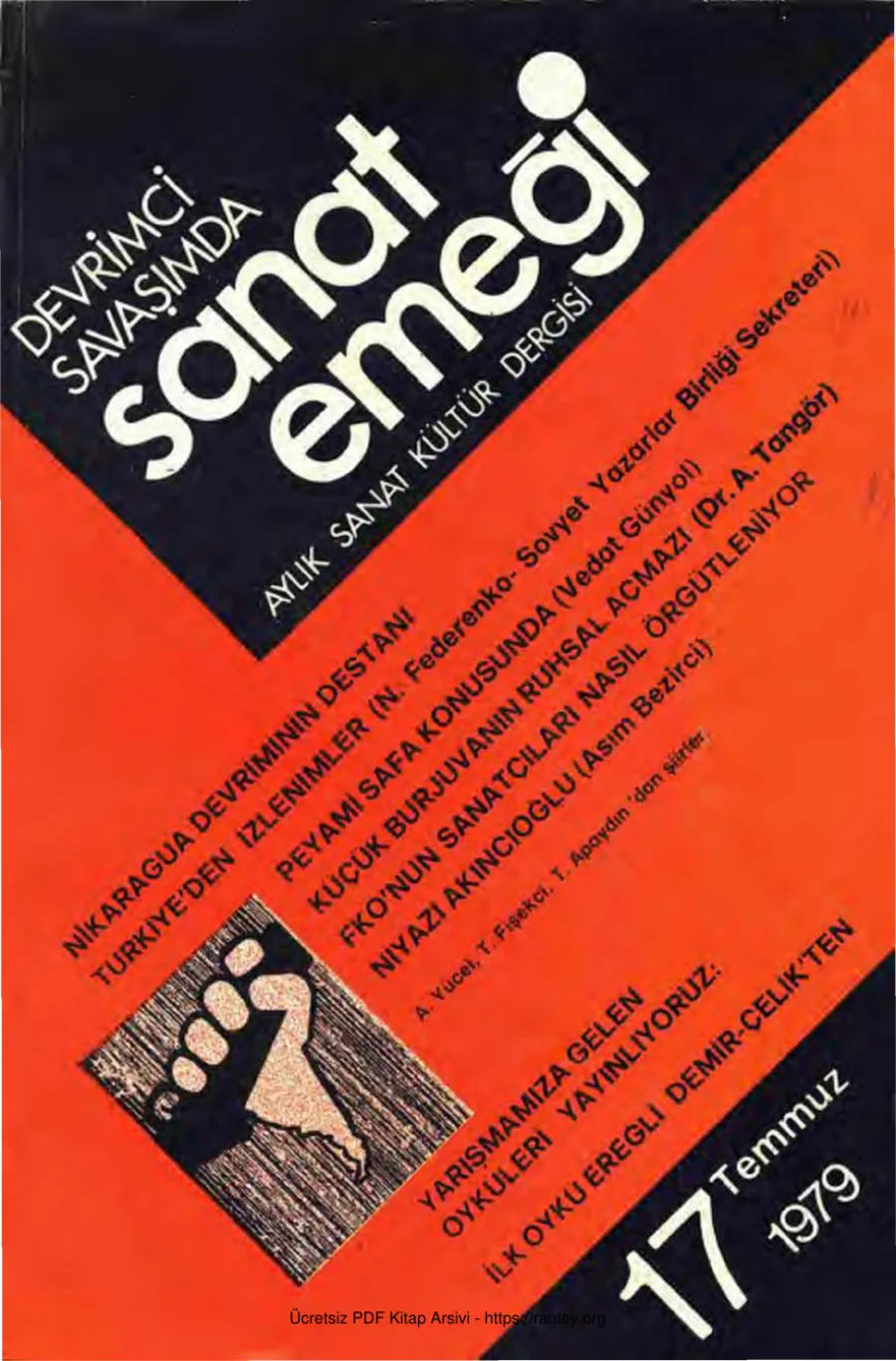 Devrimci Savaşımda Sanat Emeği Aylık Sanat Kültür Dergisi Sayı 17 Temmuz 1979 kapak görseli
