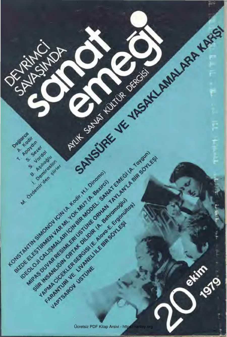Devrimci Savaşımda Sanat Emeği Aylık Sanat Kültür Dergisi Sayı 20 Ekim 1979 kapak görseli