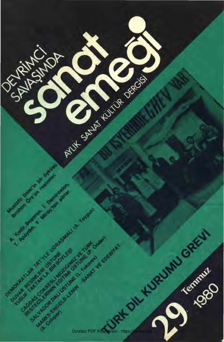 Devrimci Savaşımda Sanat Emeği Aylık Sanat Kültür Dergisi Sayı 29 Temmuz 1980 kapak görseli