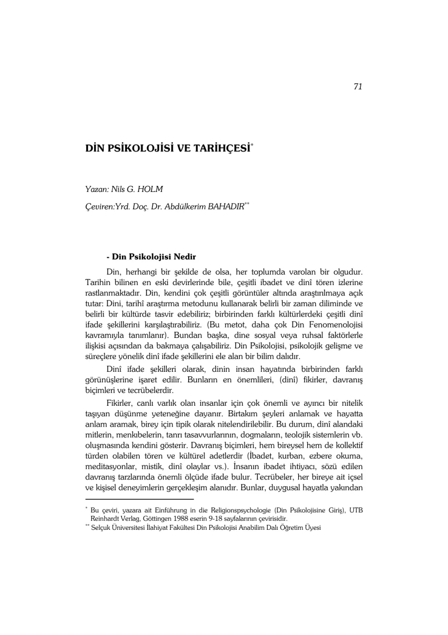 Din Psikolojisi ve Tarihçesi kapak görseli