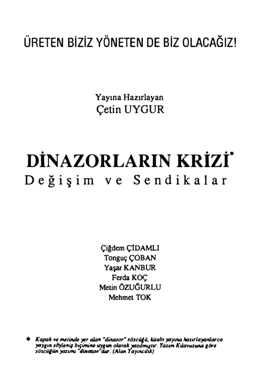 Dinazorların Krizi Alan Yayınları kapak görseli