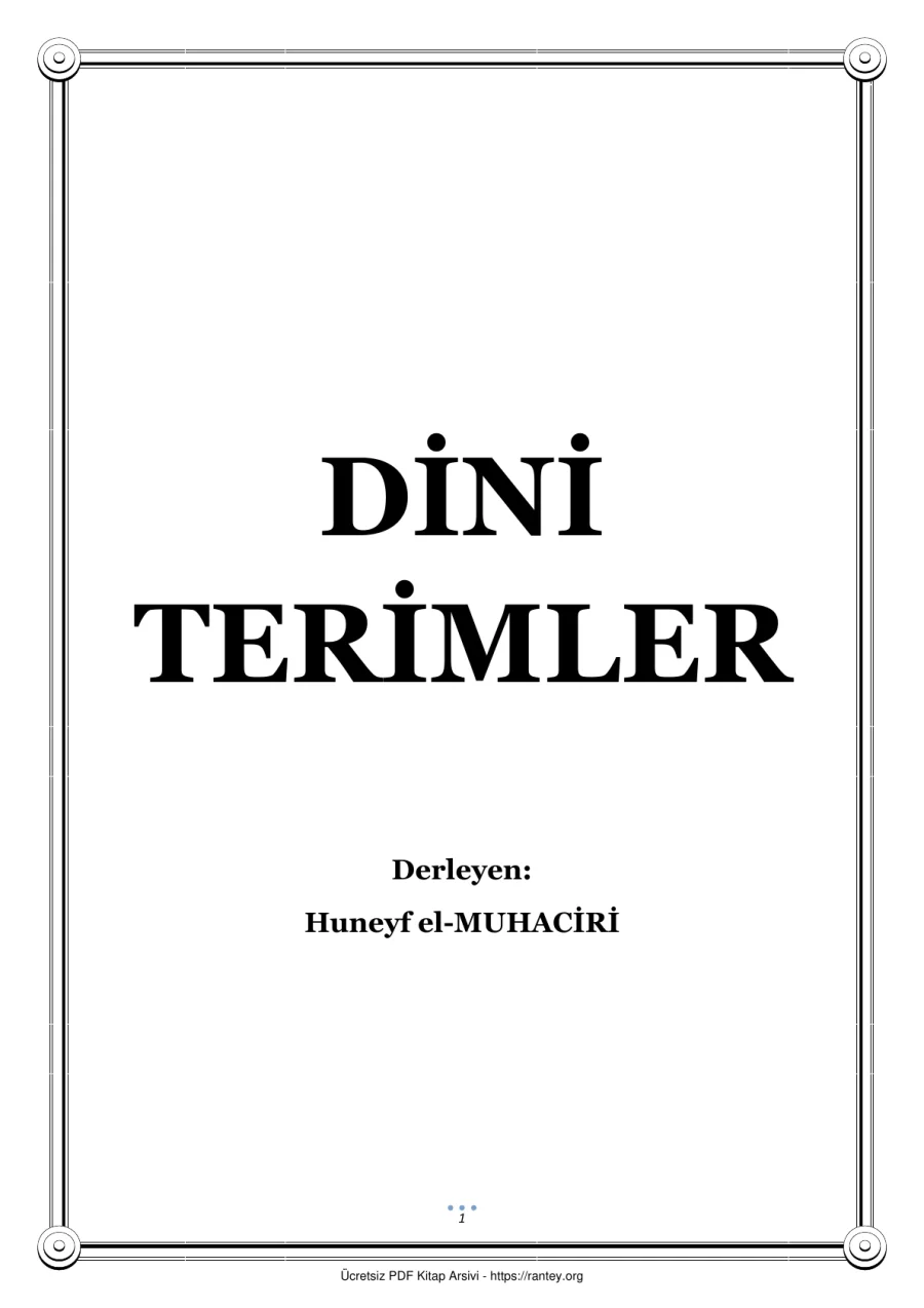 DİNİ TERİMLER Huneyf el MUHACİRİ Ebu Abdulmumin Tekin Mıhçı kapak görseli