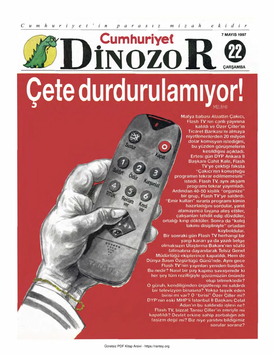 Dinozor Cumhuriyet Parasız Eki Sayı 22 kapak görseli