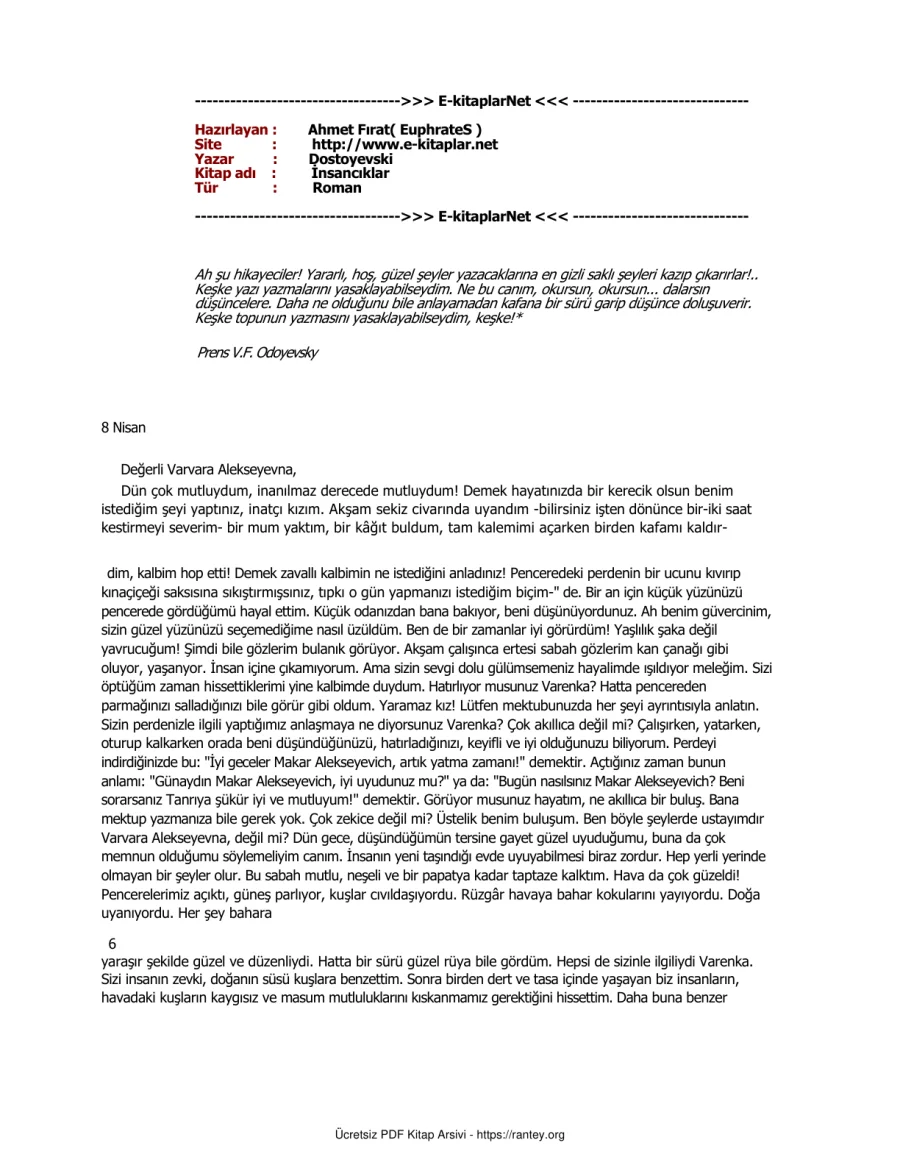 Dostoyevski İnsancıklar kapak görseli