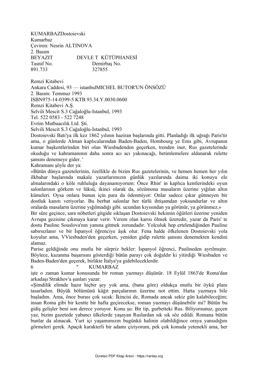 Dostoyevski Kumarbaz kapak görseli