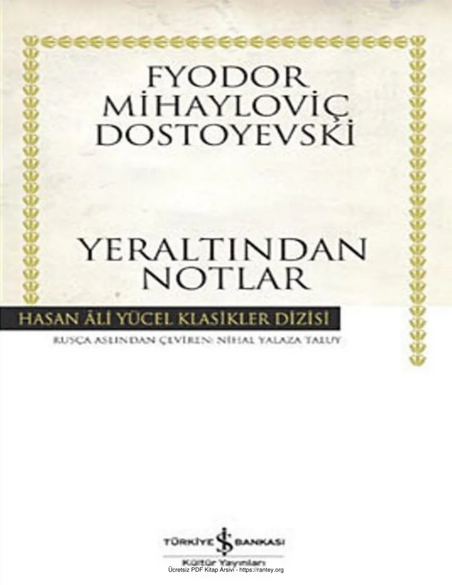 Dostoyevski Yeraltından Notlar İş Bankası Yayınları kapak görseli