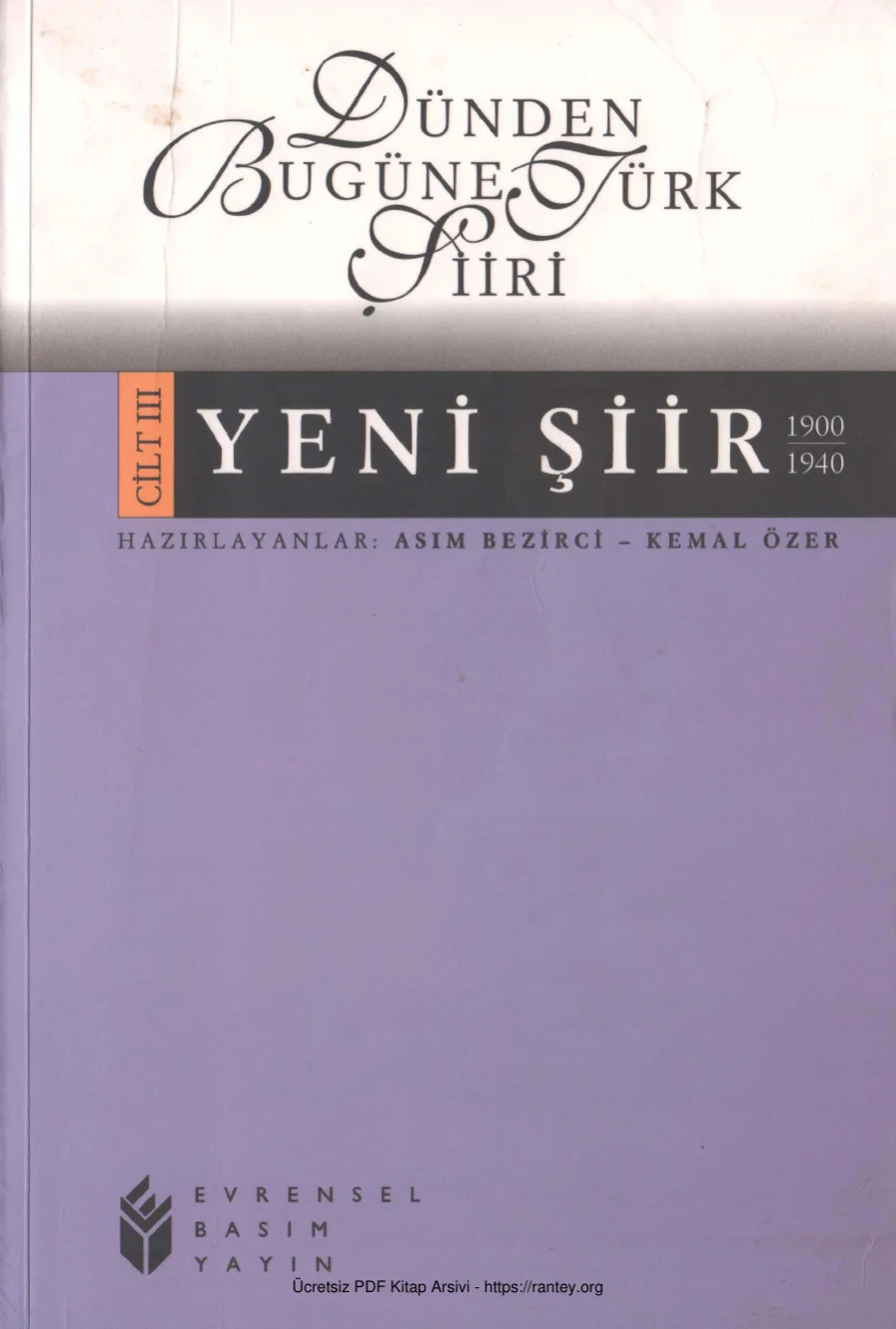 Dünden Bugüne Türk Şiiri 3 Yeni Şiir 1900 1940 kapak görseli