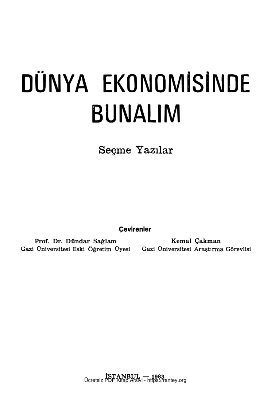 Dünya Ekonomisinde Bunalım Seçme Yazılar kapak görseli