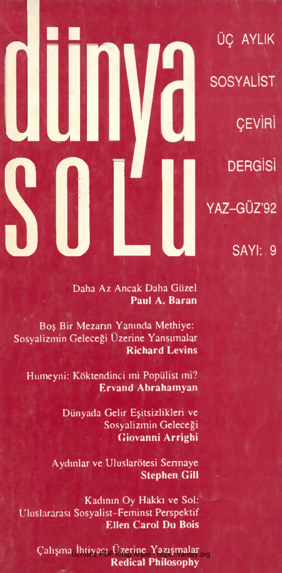 Dünya Solu Sayı 009 kapak görseli