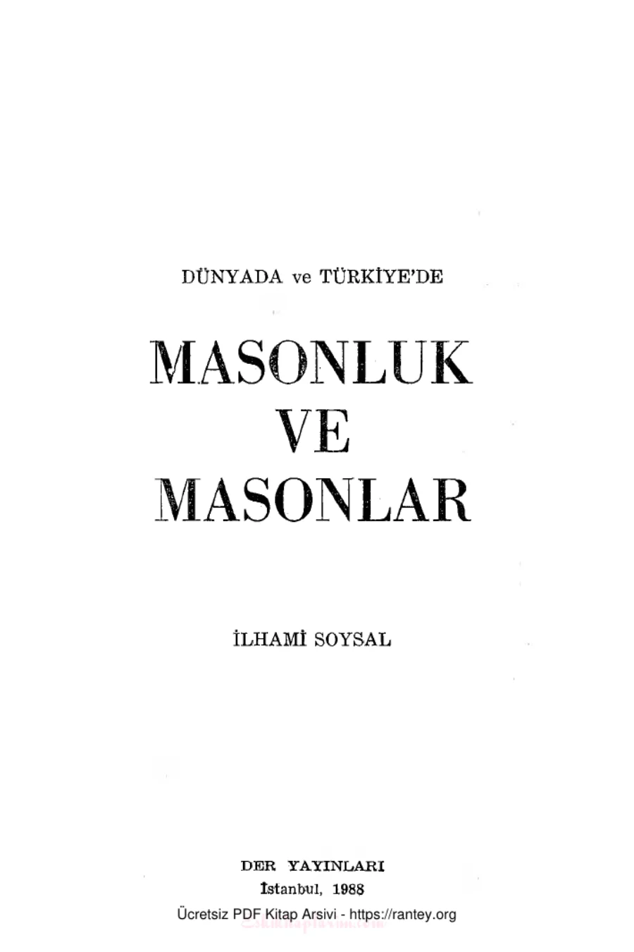 Dünyada ve Türkiyede Masonluk ve Masonlar Der Yayınları kapak görseli