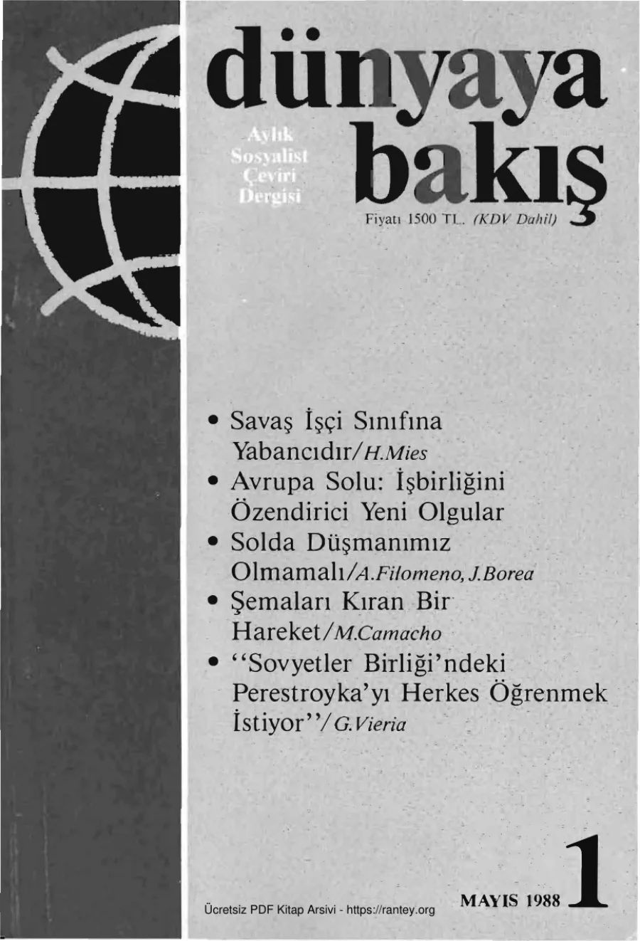 Dünyaya Bakış Sayı 01 Mayıs 1988 kapak görseli